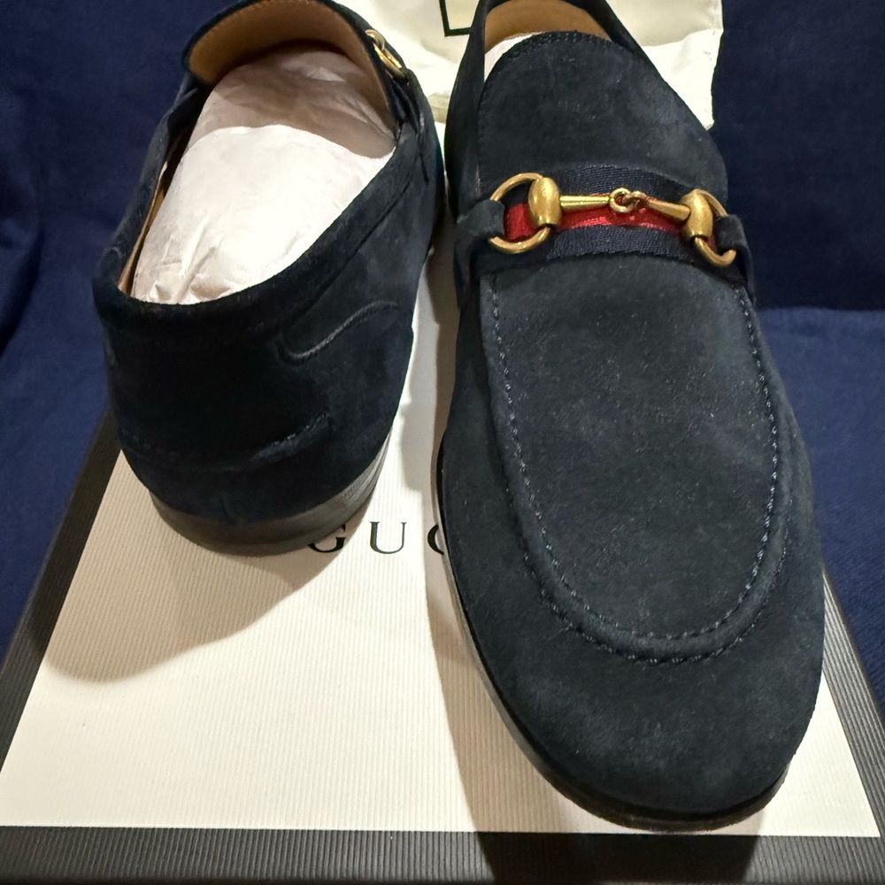 Gucci Men's Blue Suede Loafers - Picture 4 of 5